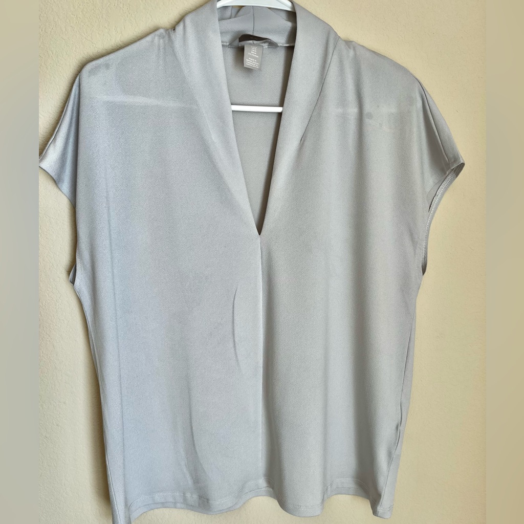 Gray V-Neck Blouse